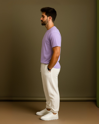 MEN'S LAVENDER MIST CO-ORDS SET (PURLE AND WHITE)