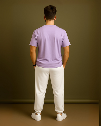 MEN'S LAVENDER MIST CO-ORDS SET (PURLE AND WHITE)