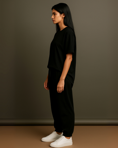 WOMEN'S SHADOW BLACK CO-ORDS SET (BLACK AND BLACK)