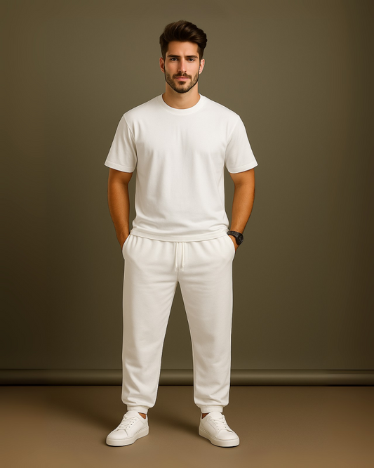MEN'S IVORY WHITE CO-ORDS SET (WHITE AND WHITE)