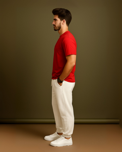 MEN'S SCARLET WHITE CO-ORDS SET (RED AND WHITE)